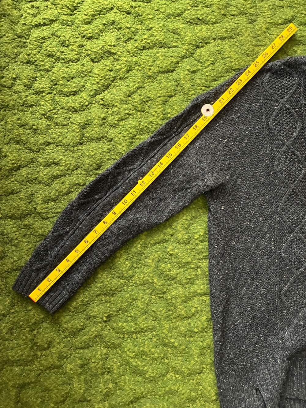 BDG Cable Knit Sweater with Elbow Patches in Charcoal Gray - Picture 8 of 9